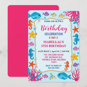 Save The Date fête d'anniversaire fantaisiste étoile hippocampe 