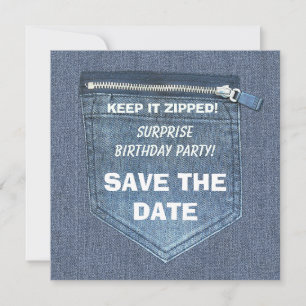 Save The Date Fête d'anniversaire le garder Zipped Denim