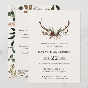 Save The Date Fête d'anniversaire Russe automne fleurs et bois d