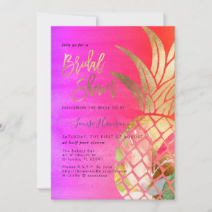 Save The Date Fête de l'mariée, Aquarelle d'or Faux Ananas