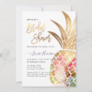 Save The Date Fête de l'mariée, Aquarelle d'or Faux Ananas