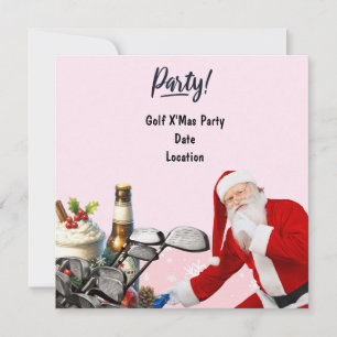 Save The Date Fête de Noël de golf avec le Père Noël en rose