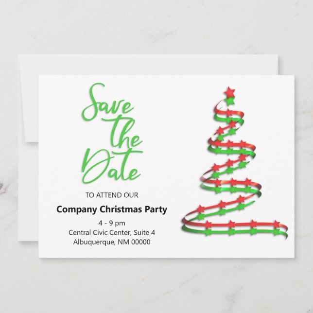 Save The Date Fête de Noël Enregistrer la date Arbre contemporai (Devant)