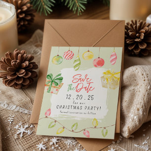 Save The Date Fête de Noël verte mignonne avec Jingle & Mingle