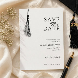 Save The Date Fête de remise des diplômes à pompons minimaliste
