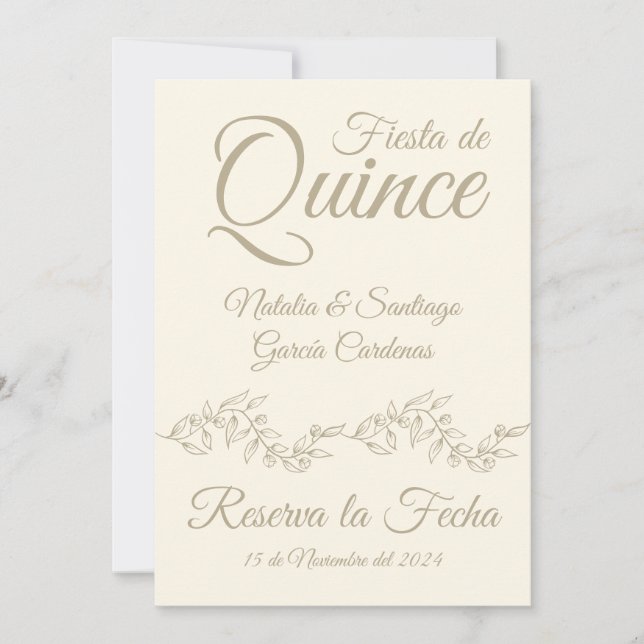Save The Date Fête des jumeaux espagnols de Quince Champagne Bot (Devant)