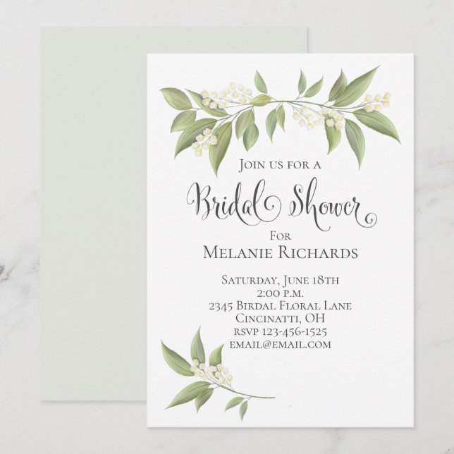 Save The Date Fête des mariées Bébé's Breath Floral Greenery (Devant / Derrière)