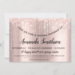 Save The Date Fête des mariées Rose Gold Parties scintillant Dri