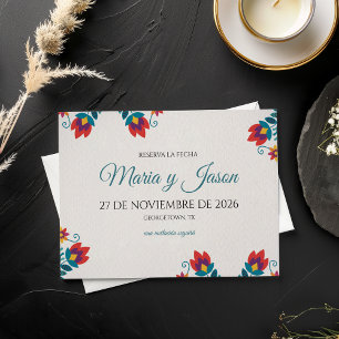 Save The Date Fête Élégante Florale Colorée Mariage Espagnol