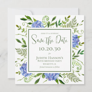 Save The Date Fête surprise pour les 80 ans avec des hortensias 