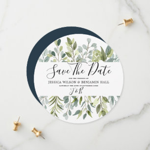 Save The Date Feuillage aquarelle de verdure élégante