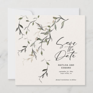 Save The Date Feuillage botanique en feuilles croquées mariage m