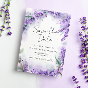 Save The Date Feuillage de lavande Dusty Mariage d'aquarelle mod