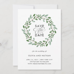 Save The Date Feuillage Minimaliste   Photo de Mariage au Dos