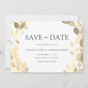 Save The Date Feuille d'or Élégant Mariage automne automne