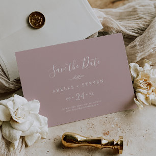 Save The Date Feuille minimale Dusty Rose Horizontal Enregistr
