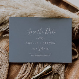 Save The Date Feuille minimale | Horizontal bleu et blanc