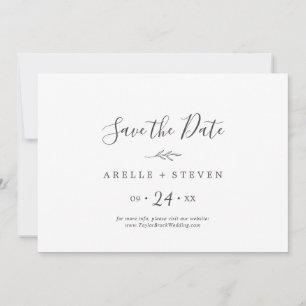 Save The Date Feuille minimale Horizontal gris foncé