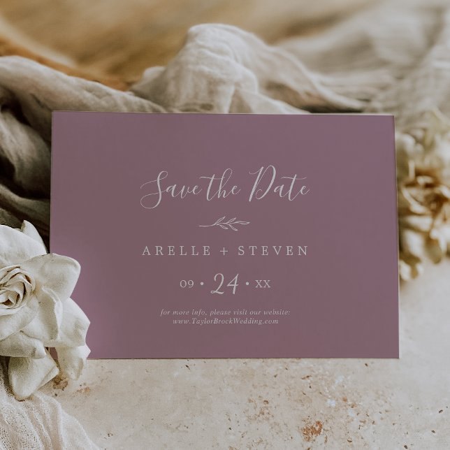Save The Date Feuille minimale | Mauve Horizontal Enregistrer La (Créateur téléchargé)