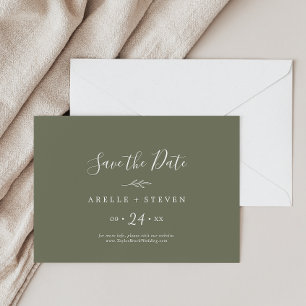 Save The Date Feuille minimale Vert foncé Horizontal Enregistr