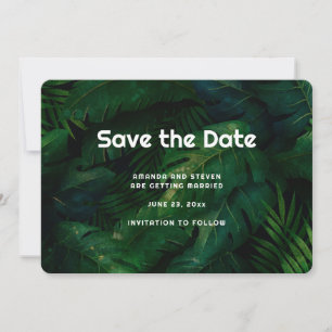 Save The Date Feuille Motif Mariage vert foncé