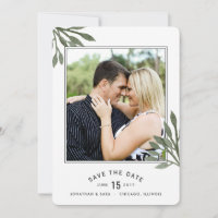 Feuilles D'Aquarelle Enregistrer La Date 2 Photos