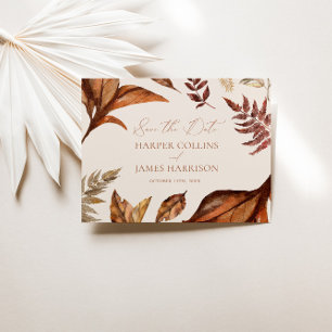 Save The Date Feuilles en terre cuite et Mariage ivoire