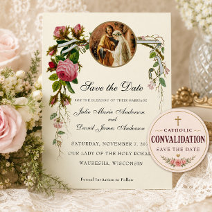Save The Date Fiançailles de Marie et Joseph pour mariage cathol