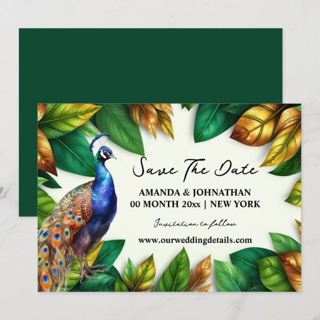 Save The Date Fiançailles du jardin tropical du feuillage de la  (Devant / Derrière)