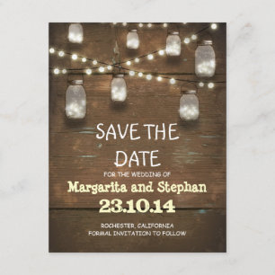 Save The Date ficelez les lumières et les pots de maçon sauvent