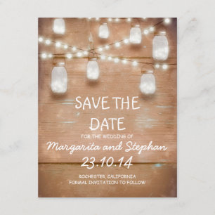Save The Date ficelez les lumières et les pots de maçon sauvent