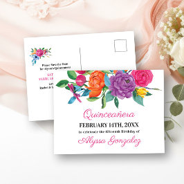 Save the Date Fiesta Blume Weiß und Blüten Ankündigungspostkarte