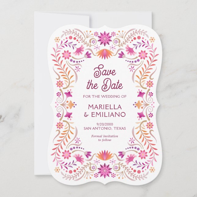 Save The Date Fiesta rose Quinceañera Mariage Enregistrer la dat (Devant)
