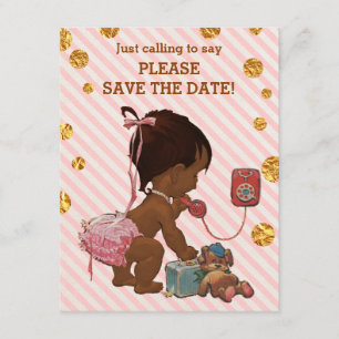 Save The Date Fille Ethnique Sur Les Frappes Téléphoniques Point