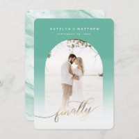 Finalement Gold Script Jade Green Arched Photo enc