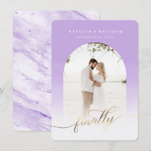 Save The Date Finalement Gold Script Lavender Archway encadré ph