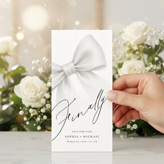 Save The Date Finally Modern Bow Minimalist Bookmark (Créateur téléchargé)