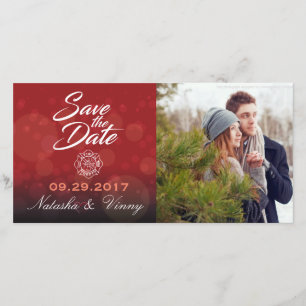 Save The Date Firefighter Sauvegardez la date Photocard 8"x4"