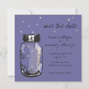 Save The Date Fireflies & Mason Jar Enregistrer la date