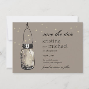 Save The Date Fireflies & Mason Jar Enregistrer la date