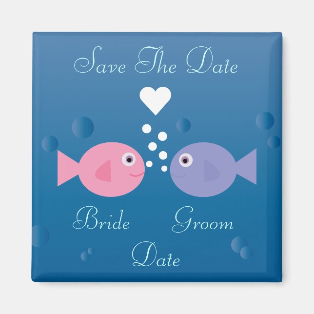 Save the Date Fische aus niedlichem Cartoon indivi Magnet (Vorne)