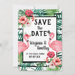Save The Date Flamant rose à thème Enregistrer la date