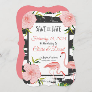Save The Date Flamant rose rose Mariage tropical