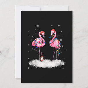 Save The Date Flamant rose sapin de Noël Santa Hat Lumière
