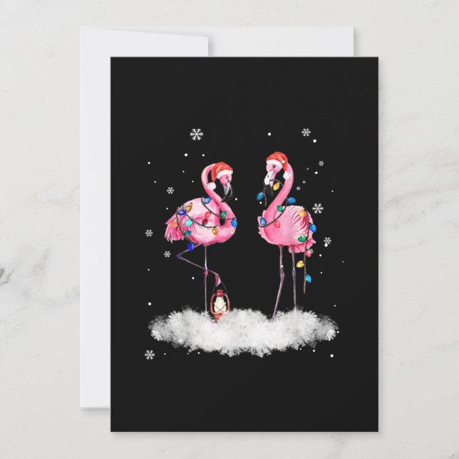 Save The Date Flamant rose sapin de Noël Santa Hat Lumière (Devant)