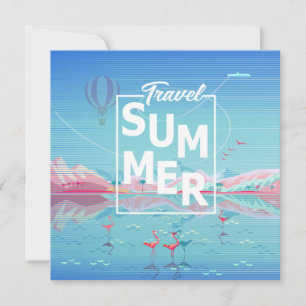 Save The Date Flamant rose, Voyage magique, Plage de mer tropica