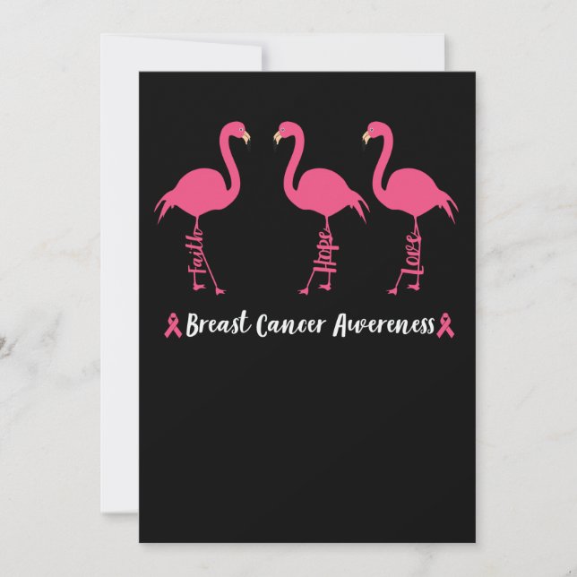 Save The Date Flamingo Faith Hope Love Breast Cancer Awareness (Devant)