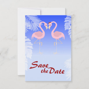 Save The Date Flamingo rose Noël Mariage Enregistrer la date
