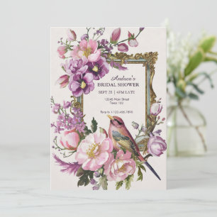 Save The Date Fleur aquarelle rose floraison oiseau Baby shower