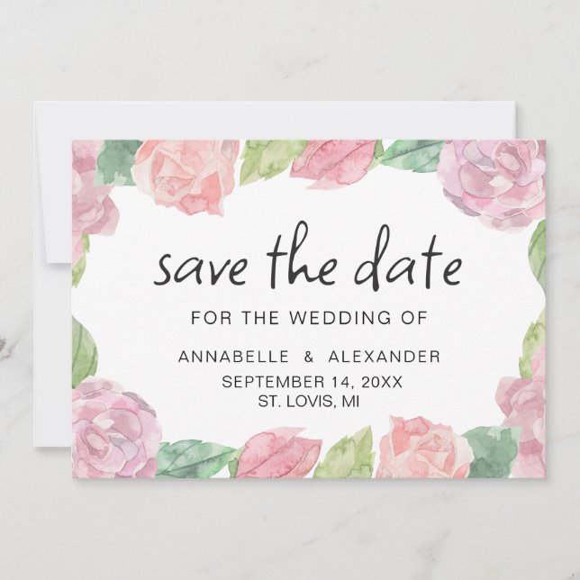 Save The Date Fleur d'aquarelle fleurie du jardin. Mariage flora (Devant)